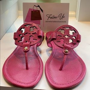 Tory Burch Pink Miller Sandals with Iconic Logo